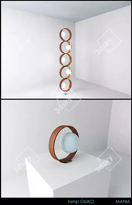 Giuko Glass Orb Lamp Set 3D model image 1