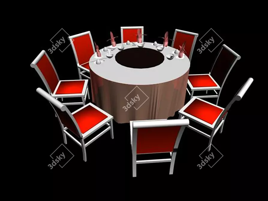 Round Dining Set for 8 3D model image 1