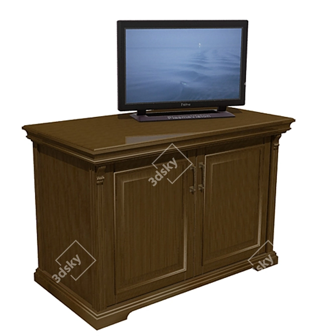 bedside table with TV 3D model image 1