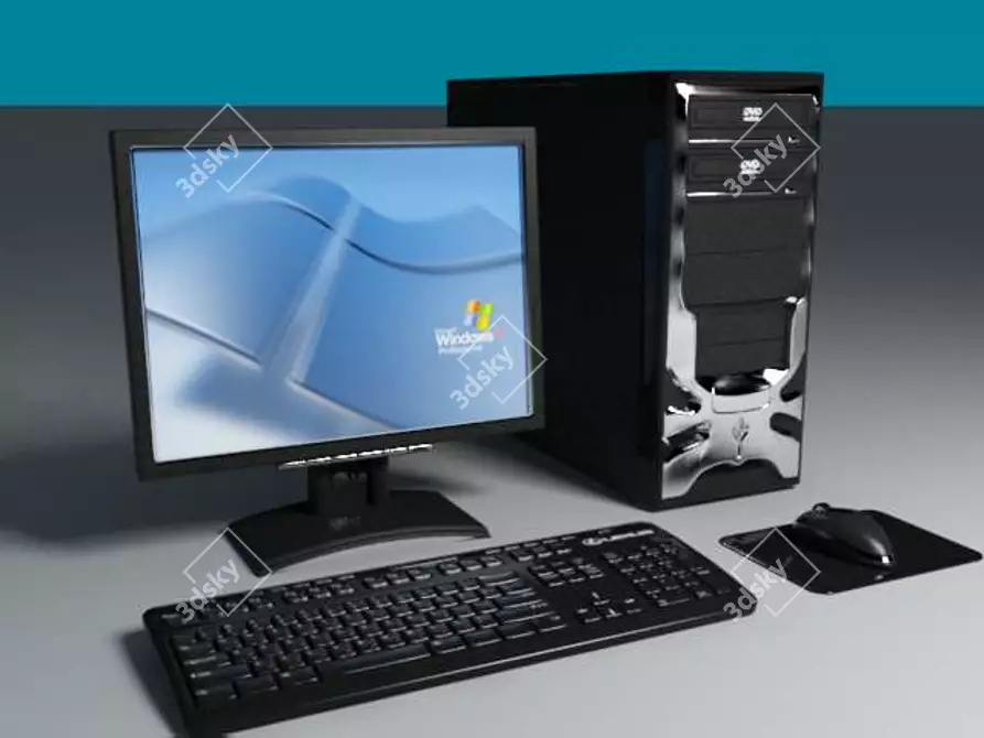 Fully Assembled Windows XP Computer 3D model image 1