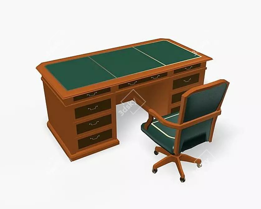 Classic Writing Desk Set 3D model image 1