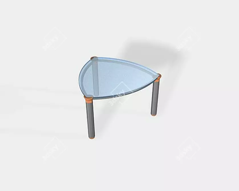 Modern Glass-Top Aluminum Table 3D model image 1