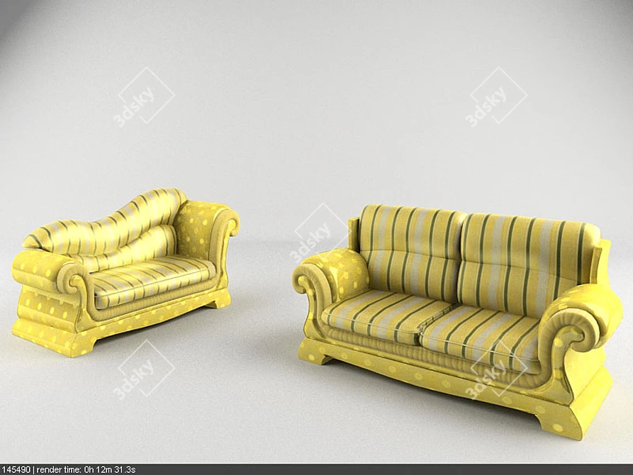 Classic Divan and Sofa 3D model image 1