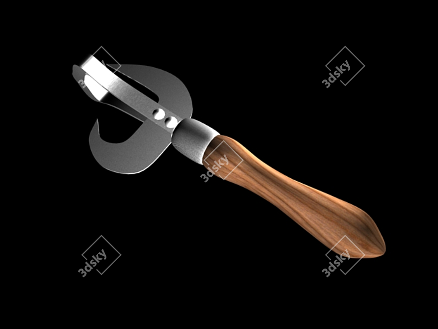 Elegant Wood-Handled Can Opener 3D model image 1