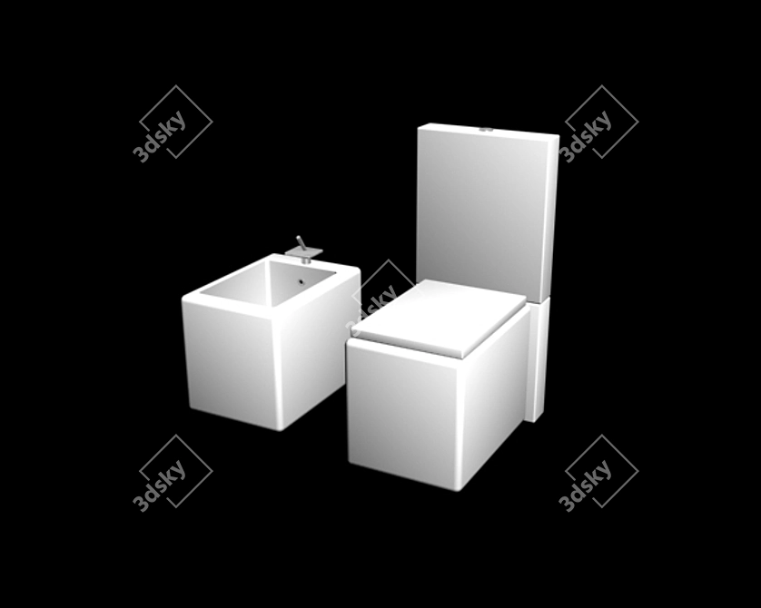 Duravit Toilet and Bidet Set 3D model image 1