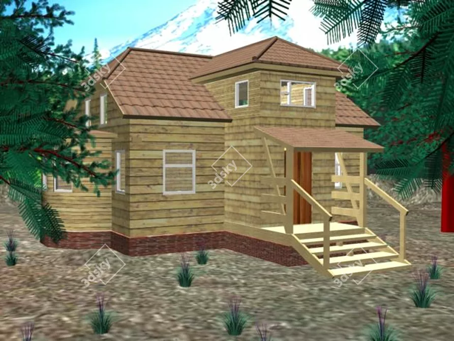 Forest Retreat: Rustic Cabin Hideaway 3D model image 1