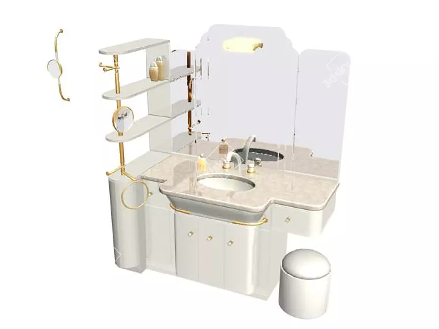 Classic Hollywood Bathroom Furniture 3D model image 1