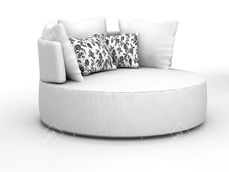 Circular Cushioned Sofa 3D model image 1