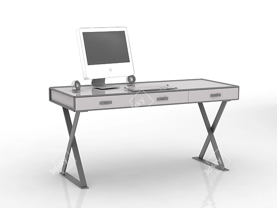 Modern Desk with iMac 3D model image 1