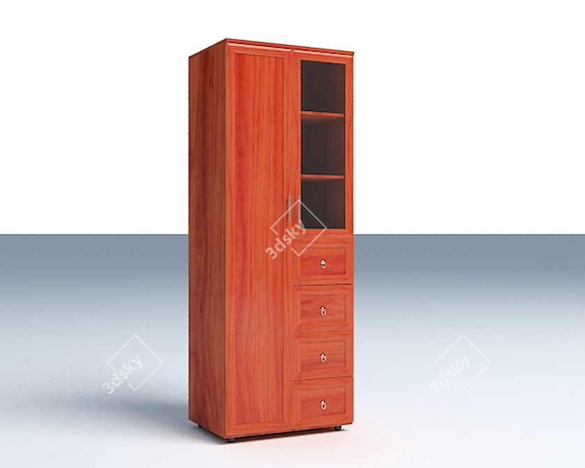 Elegant Spanish Walnut Wardrobe 3D model image 1