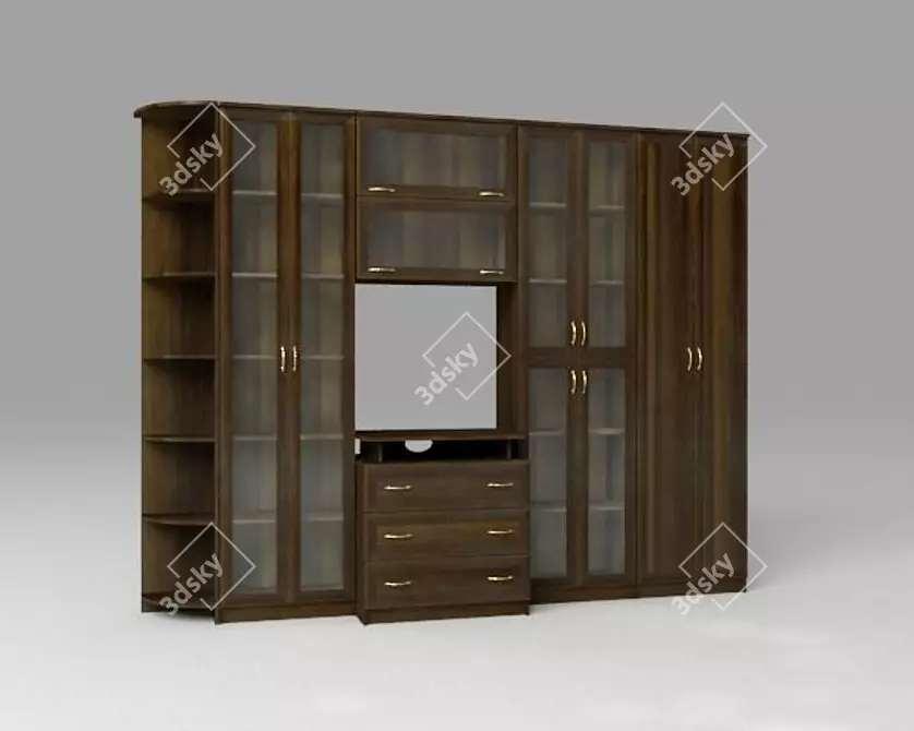 Elegant Dark Walnut Room 3D model image 1