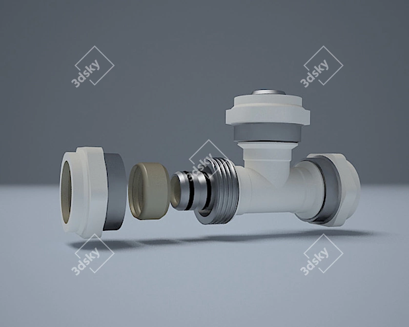 Triple Metal-Plastic Pipe Connector 3D model image 1