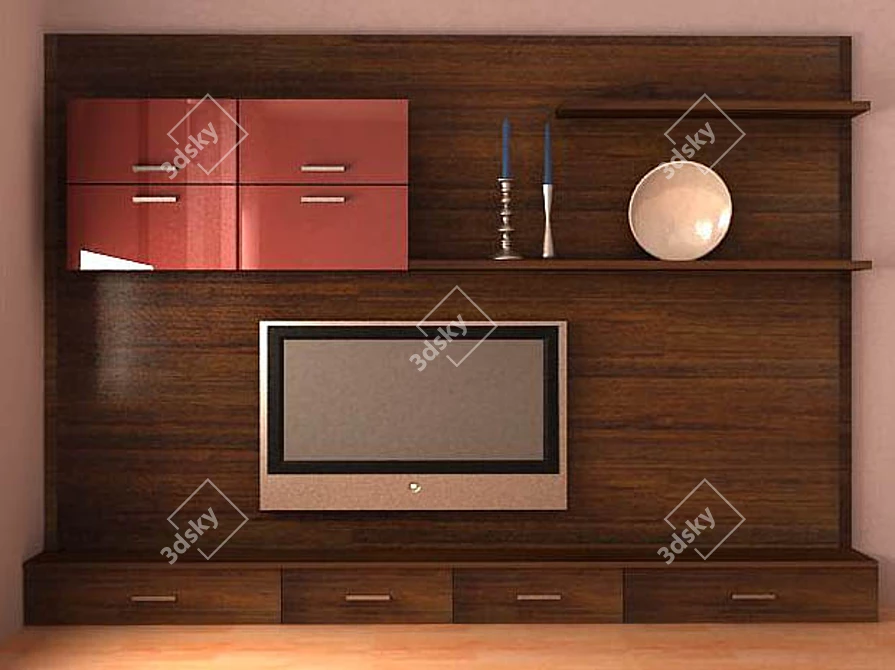 Title: Modern Wall Cabinet 3D model image 1