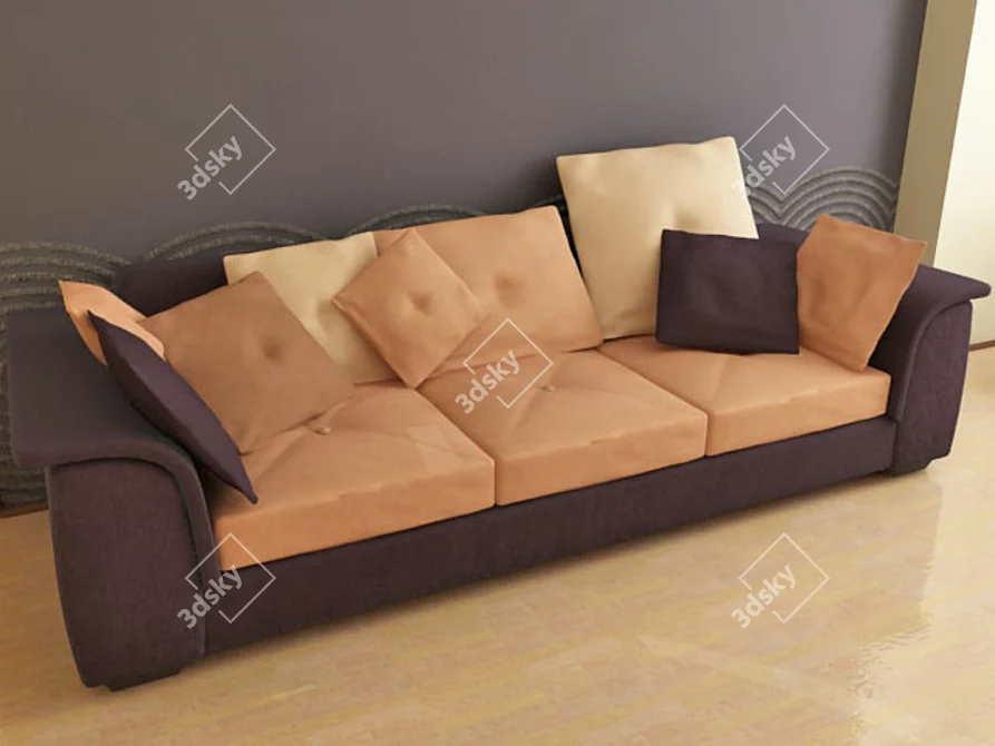 Italian-inspired Split Cushion Sofa 3D model image 1