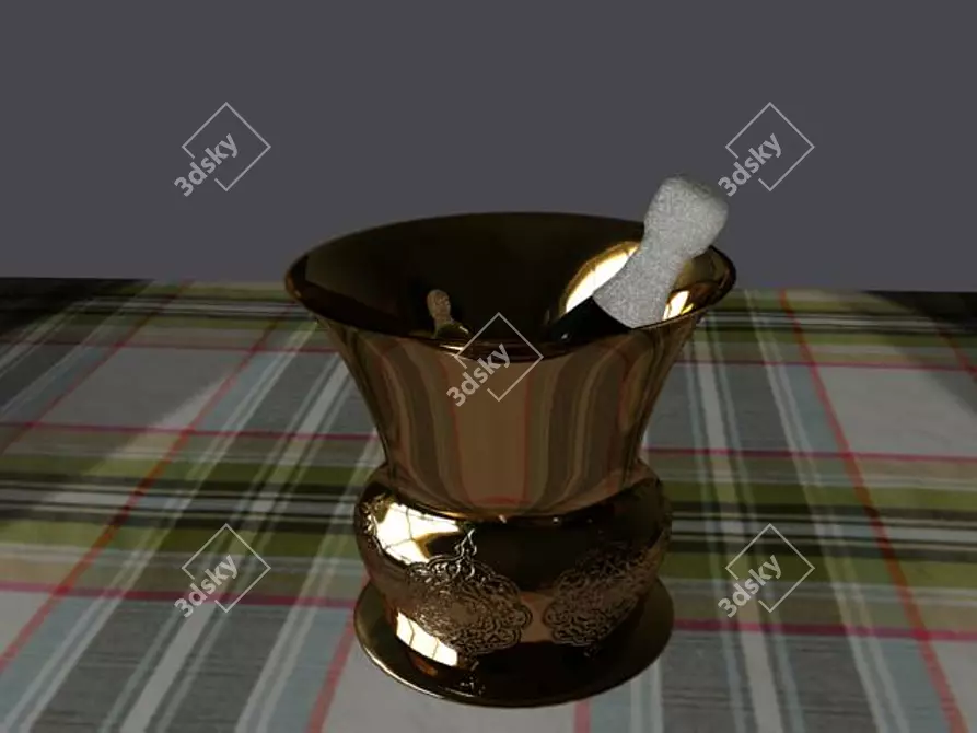 Champagne Bottle in Decorative Vase 3D model image 1