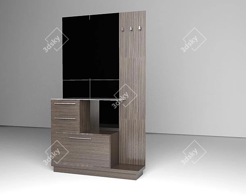 Italian Hall Module: Open Wardrobe, Mirror, Drawer Cabinets, Cabinet 3D model image 1