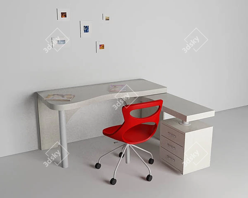 Title: Italian Desk & Chair Set 3D model image 1