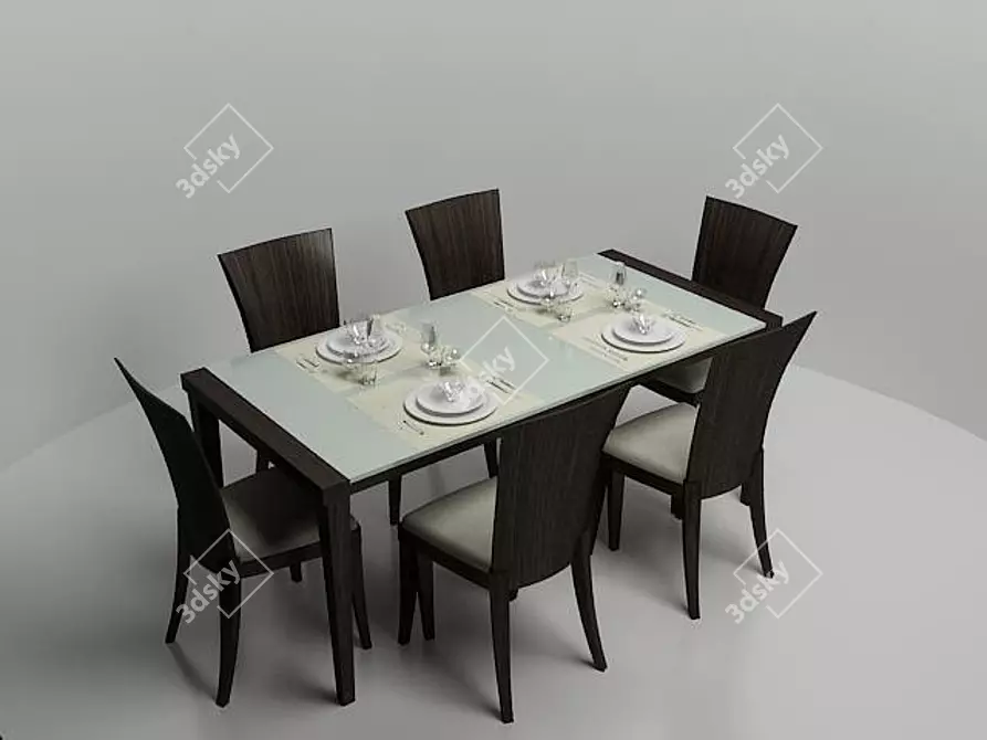 Elegant Dining Table Set 3D model image 1