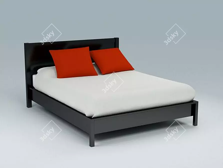 Minimalist Bed with Pillows and Textures 3D model image 1