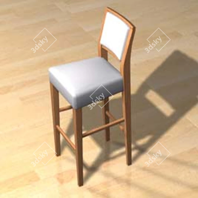 Modern Bar Stool with Backrest 3D model image 1