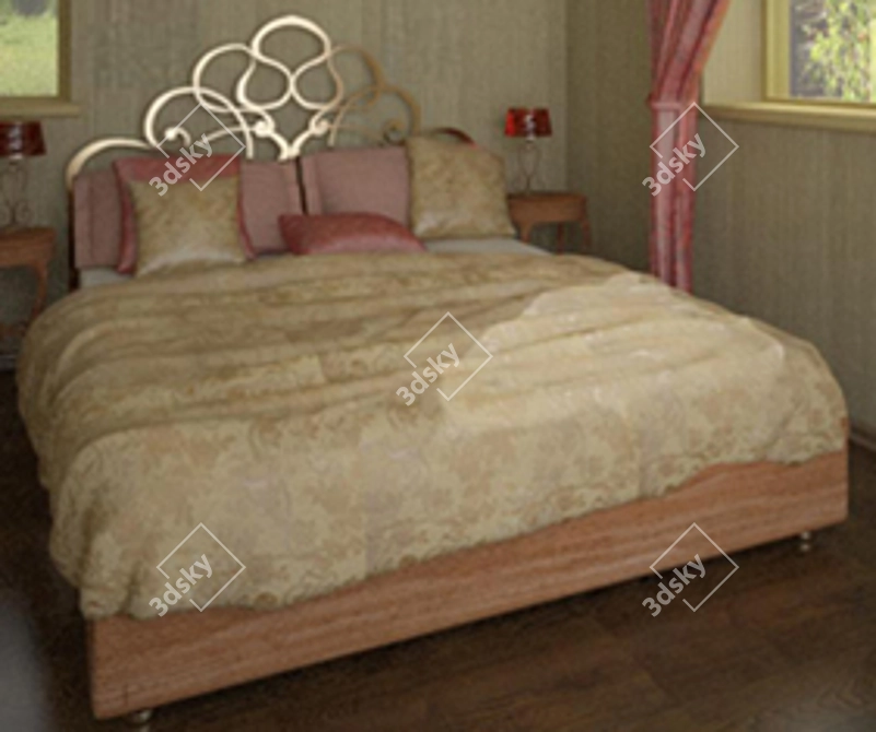 Hammered Elegance: Exclusive Forged Bed 3D model image 1