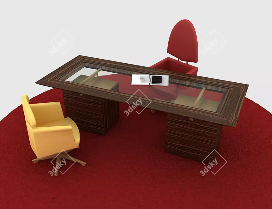 Solid Oak Table 3D model image 1