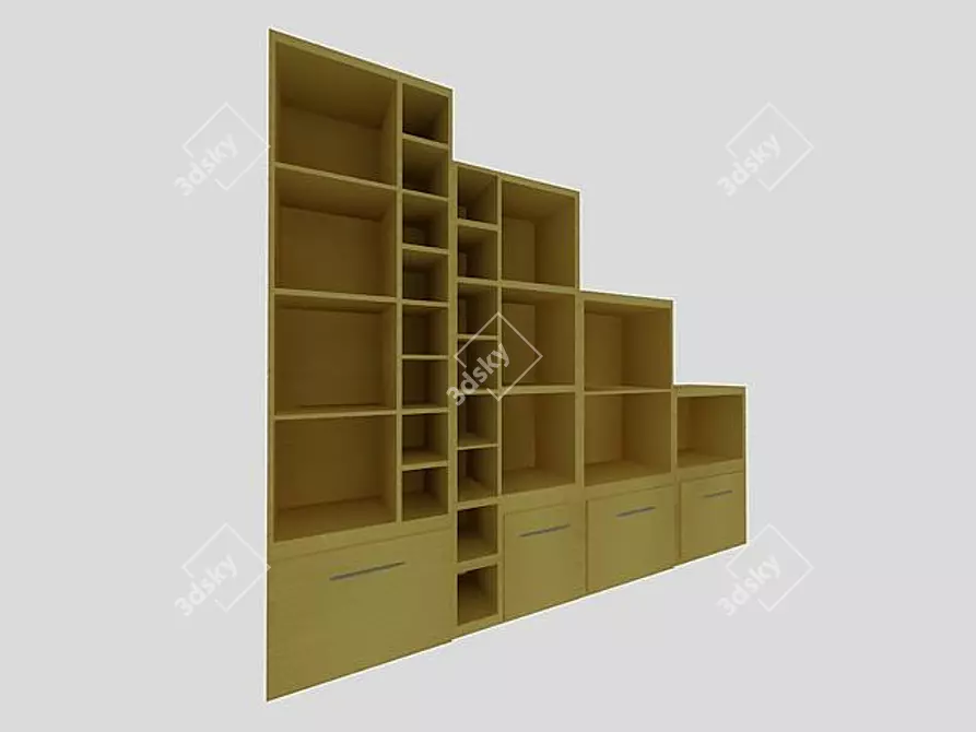 Tiered 4-Level Wall Unit 3D model image 1
