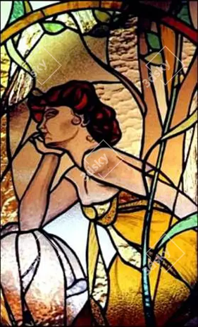 Elegant Stained Glass Masterpiece 3D model image 1