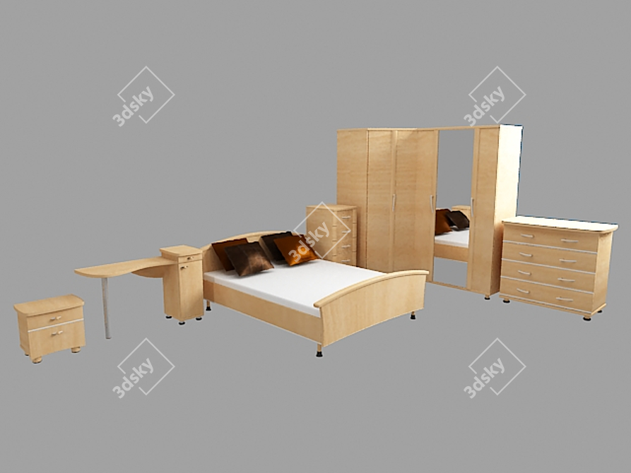 Elegant Bedroom Furniture Set 3D model image 1