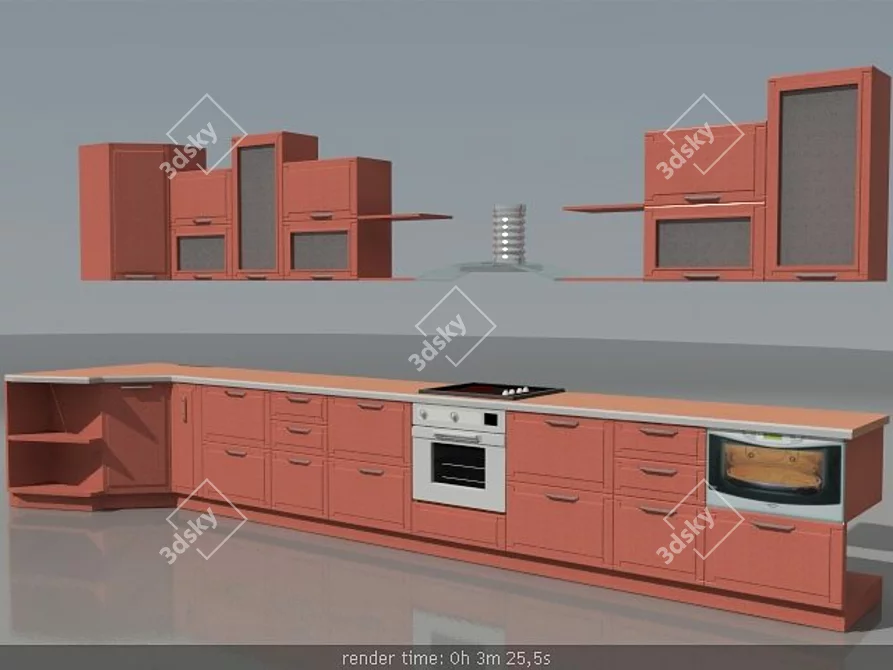 Modular Kitchen Liliya: Authentic Materials & Stylish Facade 3D model image 1