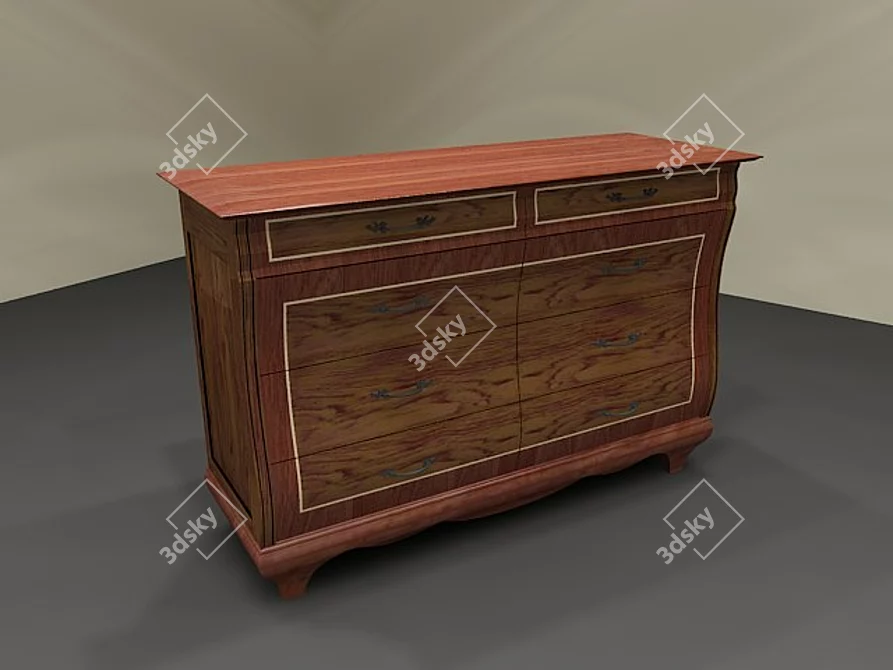 Bassano Collection Wood Chest of Drawers 3D model image 1