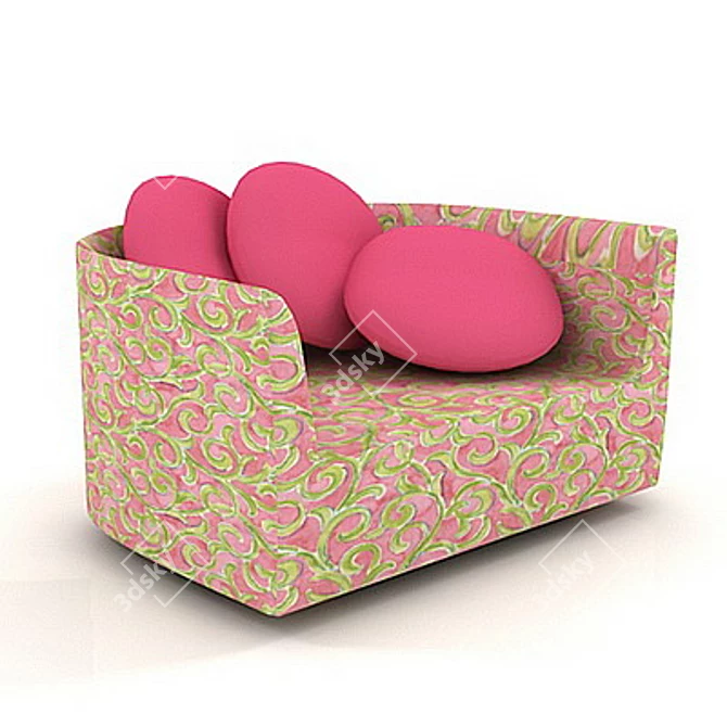 Cozy Cushioned Armchair 3D model image 1