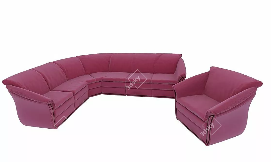 3D Max9 + Vray Sofa and Armchair Set 3D model image 1