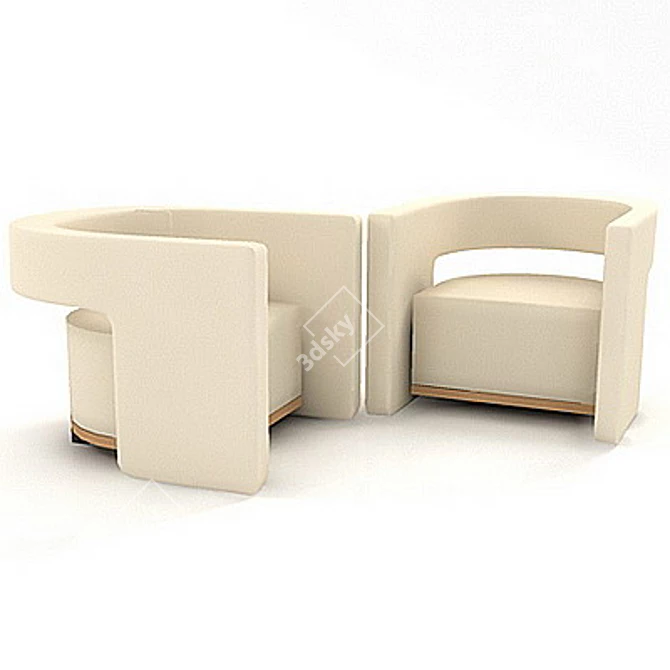 Elegant White Eileen Armchair 3D model image 1