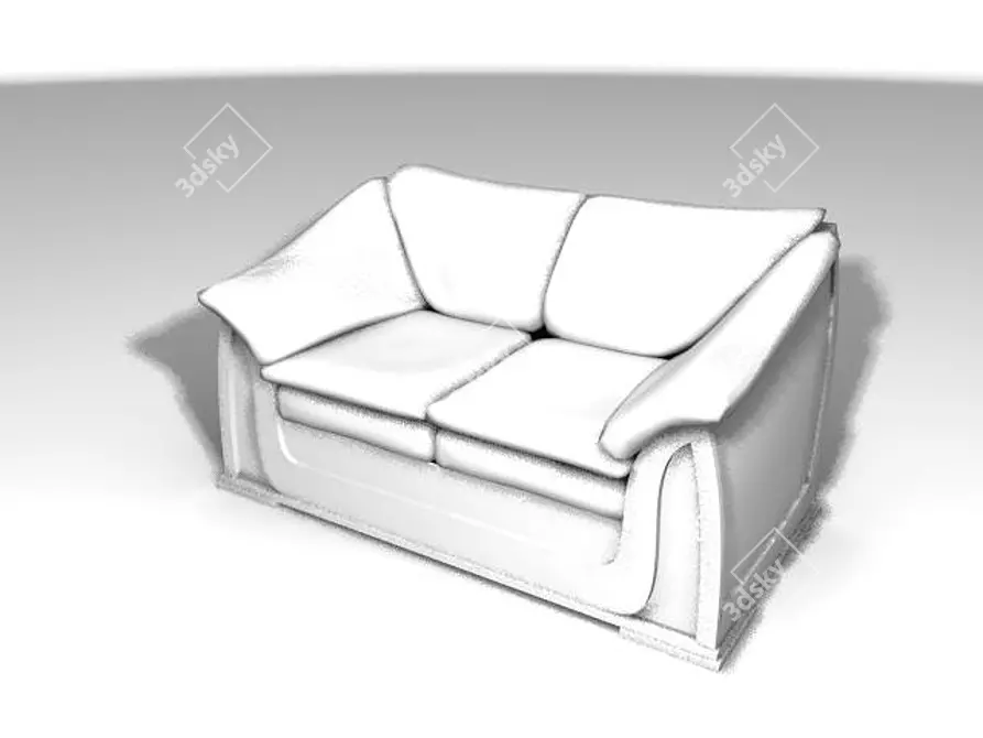 Elegant 2-Section Classic Divan 3D model image 1