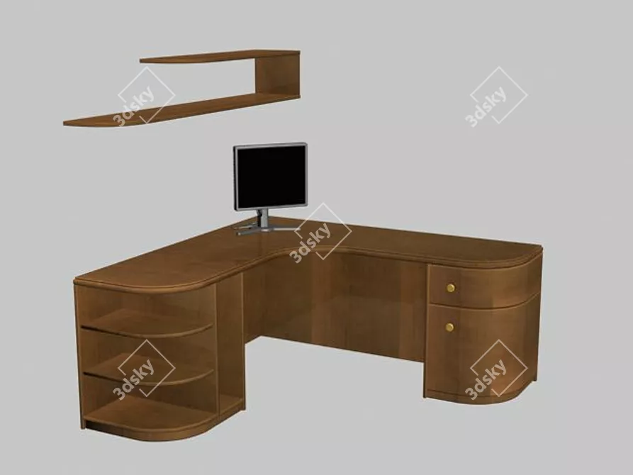 Title: Elegant Writing Desk 3D model image 1