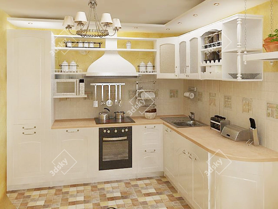 Premium Quality Kitchen Set 3D model image 1