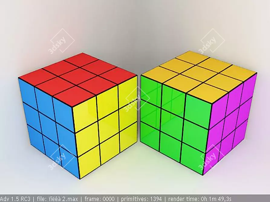 Simple Cube-Rubik Model 3D model image 1