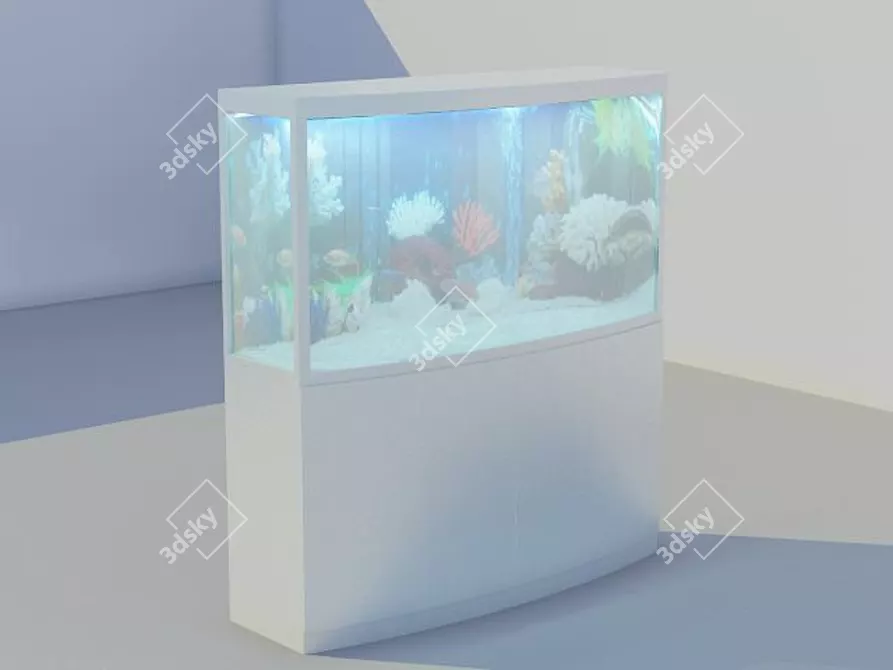 Elegant Glass Aquarium: 3D Textured 3D model image 1