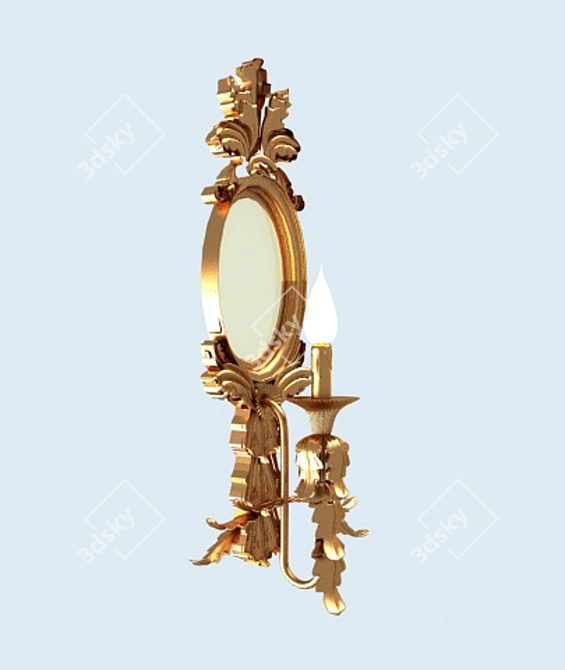 Antique Gold Mirror Lamp 3D model image 1