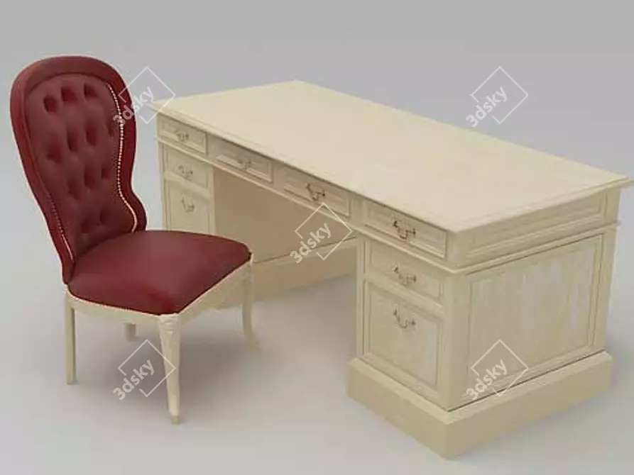 Elegant Set: Chair & Table 3D model image 1