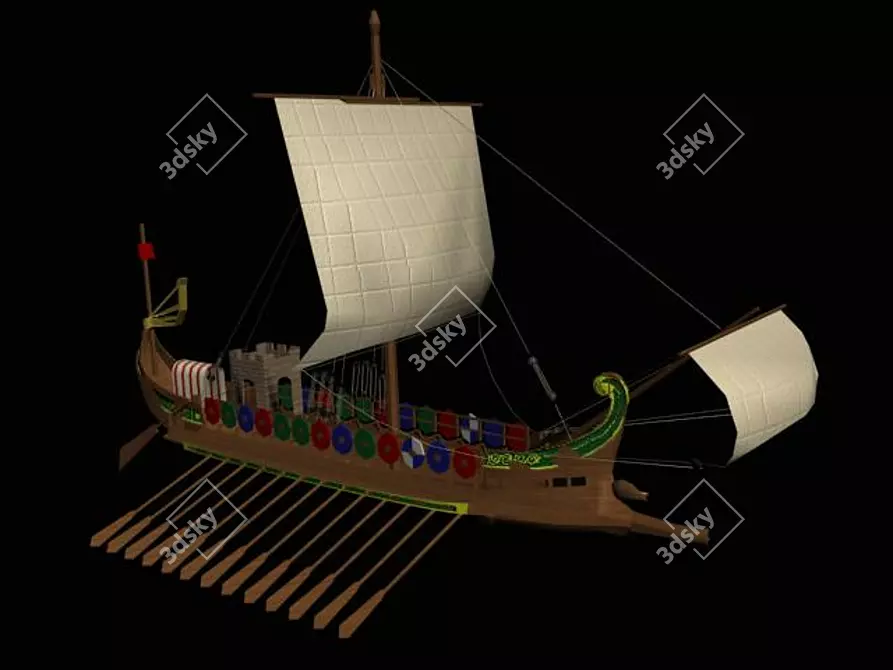Textured Ship 3D model image 1