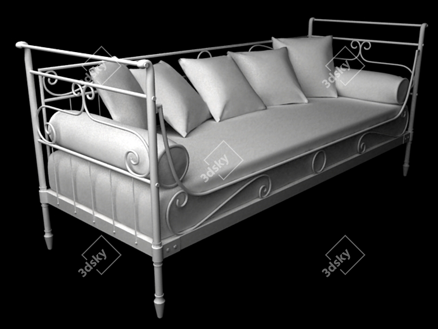 Elegant Forged Bed 3D model image 1