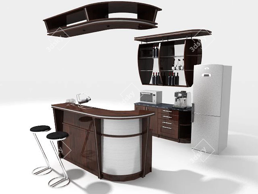 Sleek Texture-Styled Bar Counter 3D model image 1