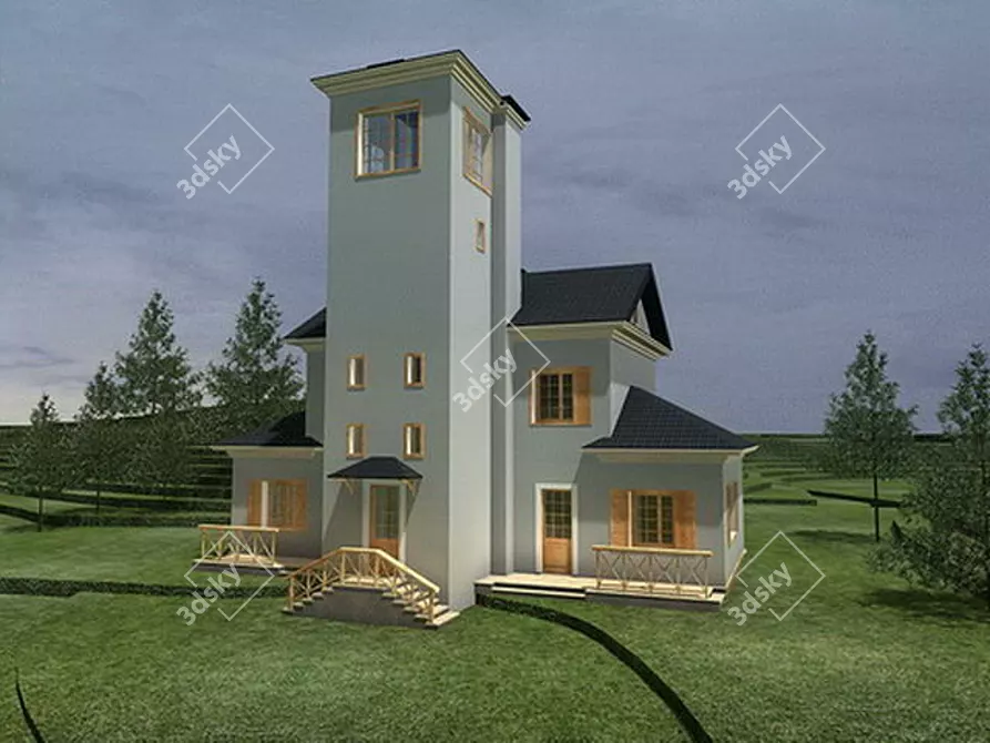 Nordic Tower Cabin 3D model image 1