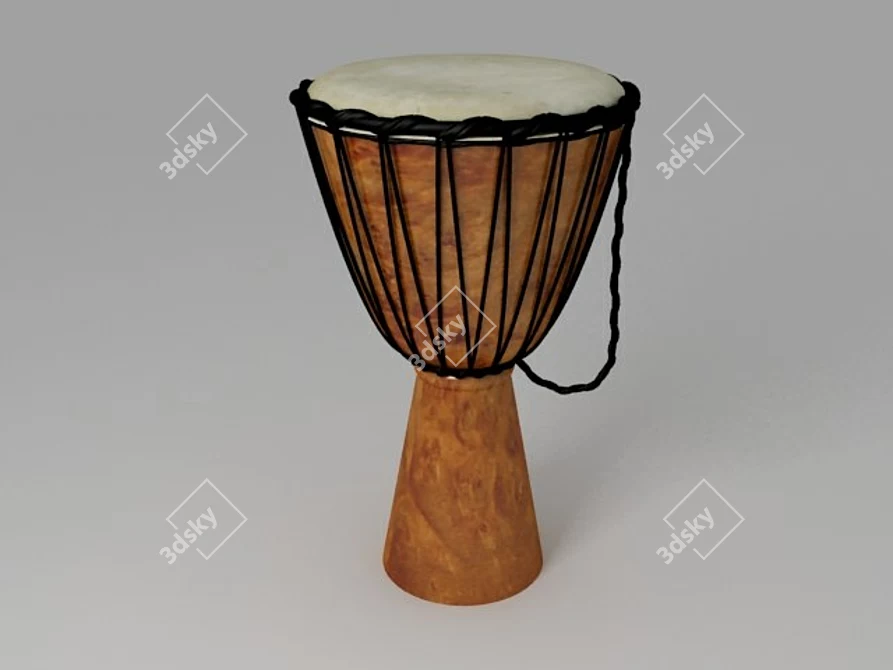 Ethnic African Djembe Drum 3D model image 1