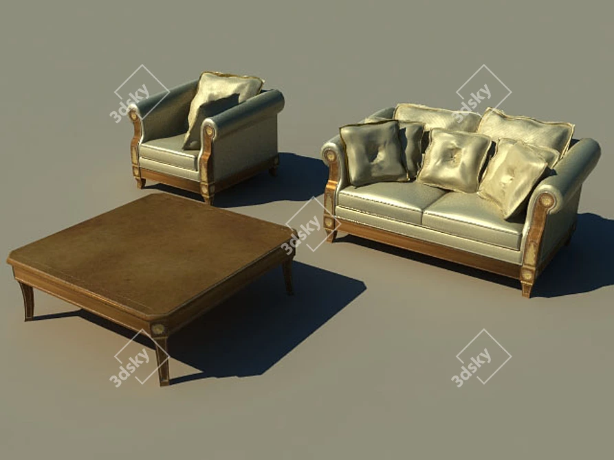 Luxurious Upholstered Furniture Set by Angelo Cappellini 3D model image 1