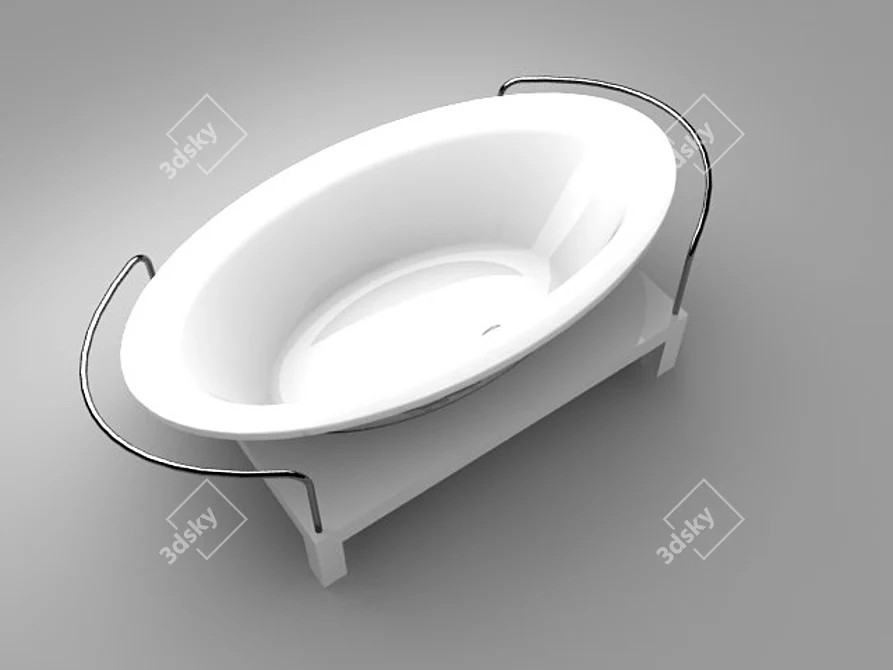 Title: Wooden Stand Bathtub with Railings 3D model image 1