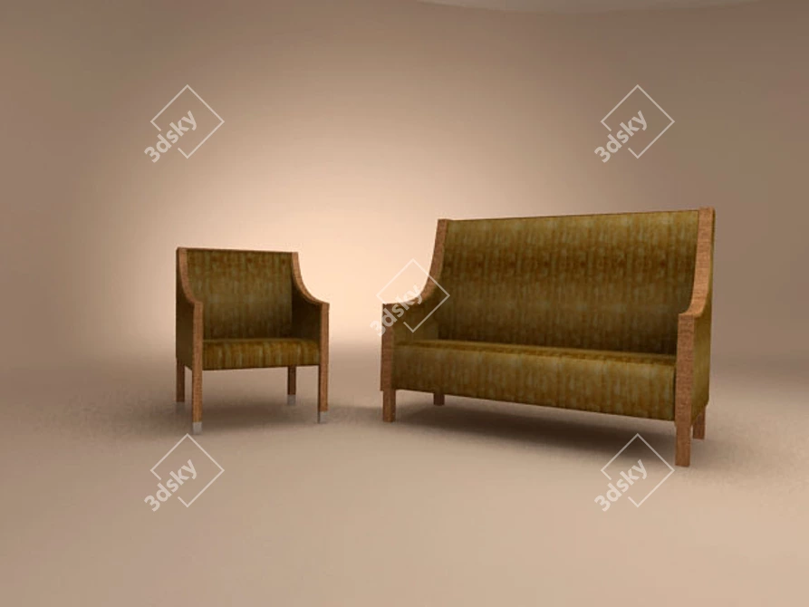 Elegant Sofa and Armchair Set 3D model image 1