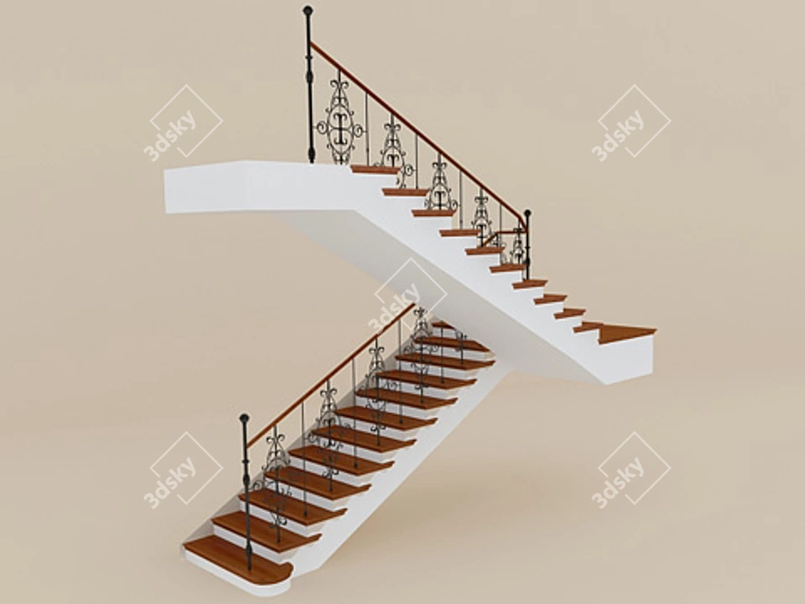 Title: Forged Handrail ladder 3D model image 1